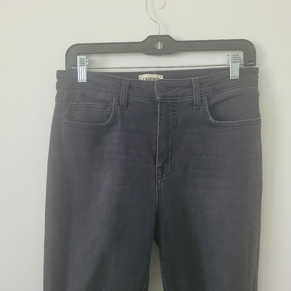 L'agence Audrina Straight Leg crop Jean in Vintage Black Worn Destruct Size 28 - Picture 6 of 16